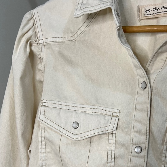 Free People With Love Top Size M Worn White Wash - Picture 8 of 9